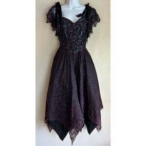 Vintage 80s TD4 By‎ Eletra Dress S Fairy Romantic Gothic Formal Boned Prom